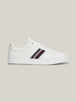 Sneakersy*Tommy Hilfiger Skórzane Buty Sportowe Z Sygnowaną Taśmą ECRU