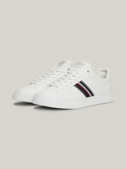 Sneakersy*Tommy Hilfiger Skórzane Buty Sportowe Z Sygnowaną Taśmą ECRU