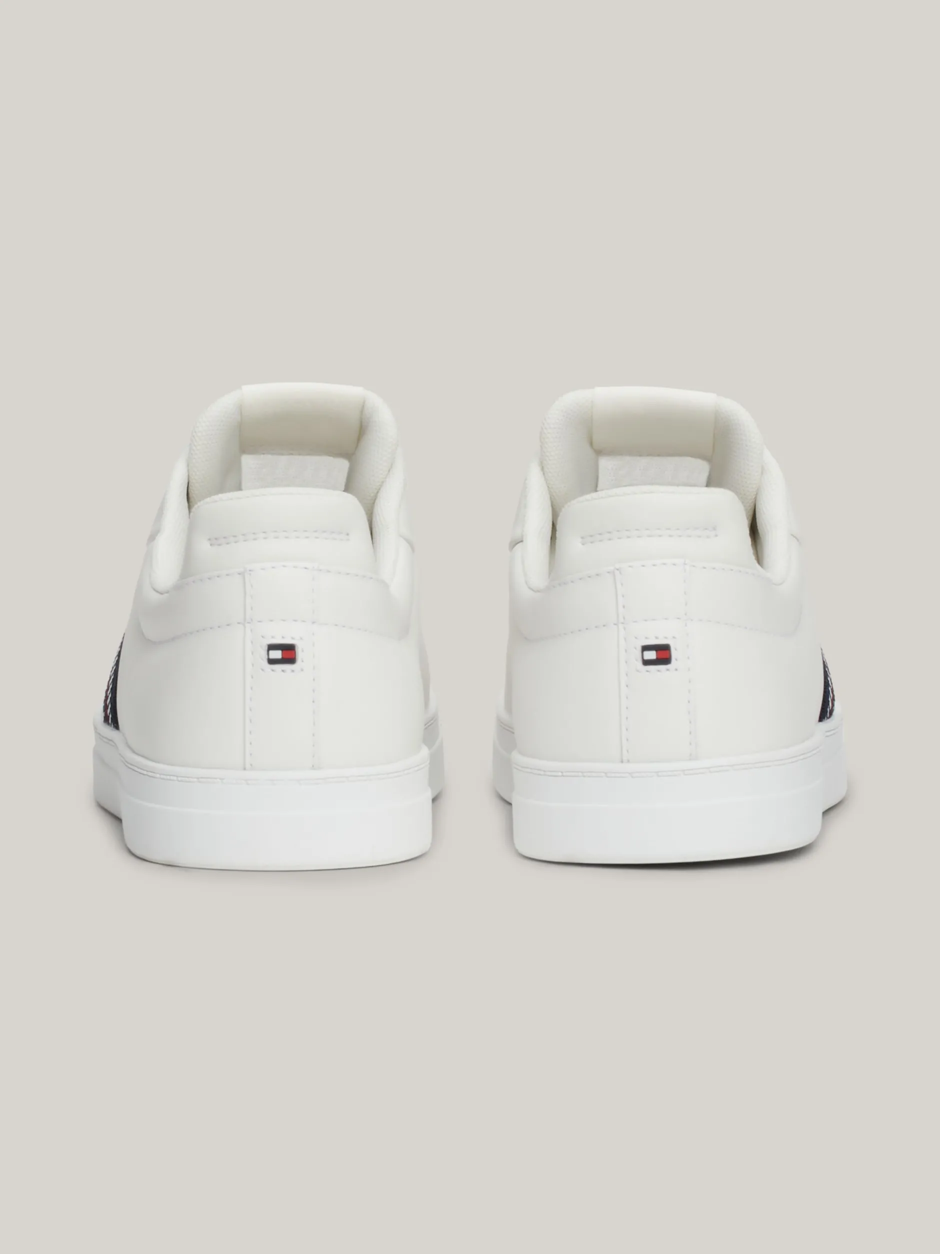 Sneakersy*Tommy Hilfiger Skórzane Buty Sportowe Z Sygnowaną Taśmą ECRU