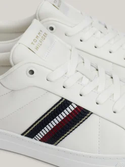 Sneakersy*Tommy Hilfiger Skórzane Buty Sportowe Z Sygnowaną Taśmą ECRU