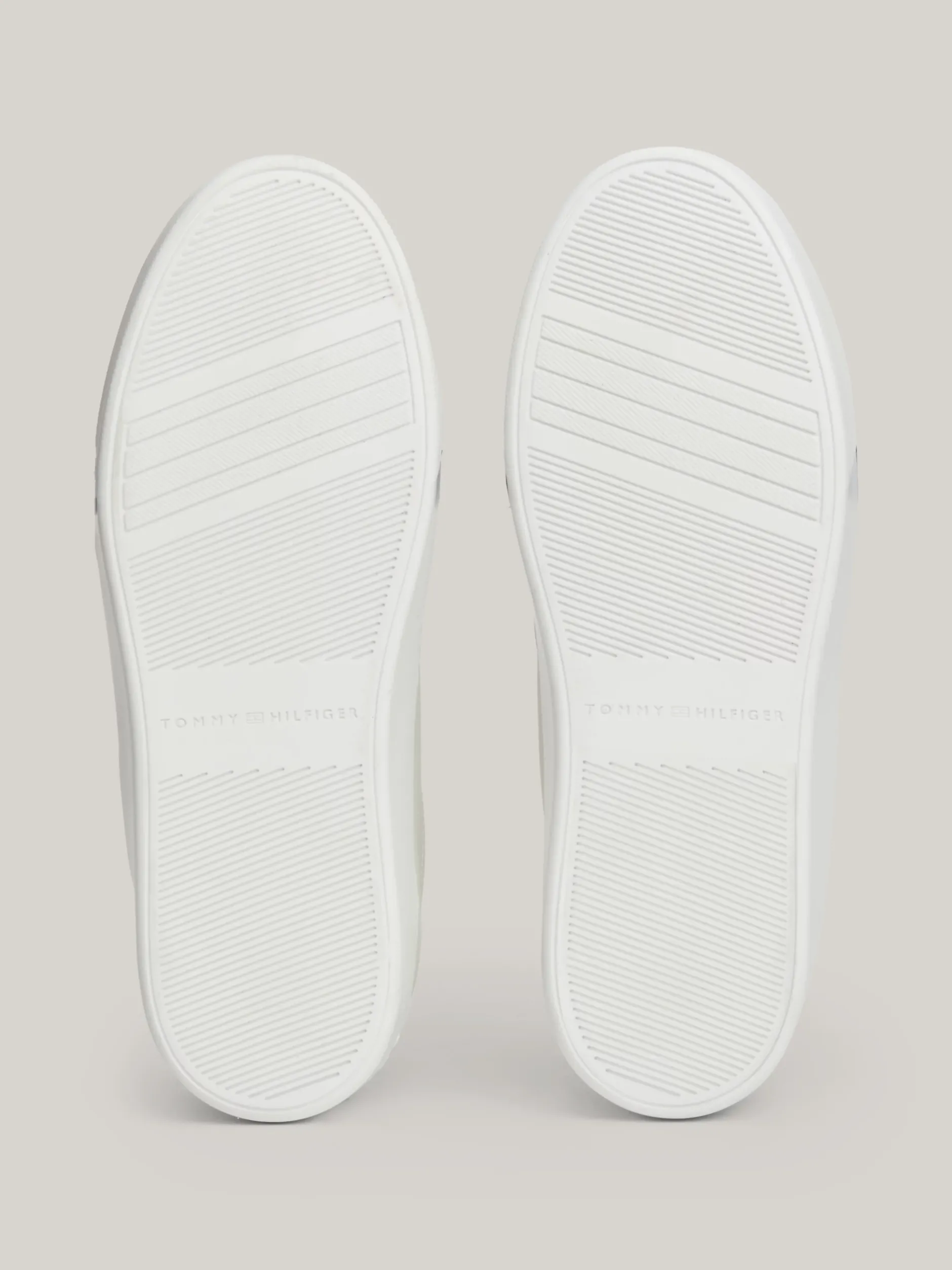 Sneakersy*Tommy Hilfiger Skórzane Buty Sportowe Z Sygnowaną Taśmą ECRU