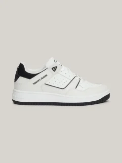 White Trainers|Sneakersy*Tommy Hilfiger Skórzane Buty Sportowe Z Wytłoczonym Logo ECRU
