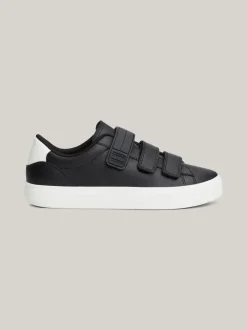 Sneakersy*Tommy Hilfiger Skórzane Buty Sportowe Z Zapięciem Na Rzepy BLACK