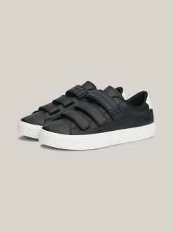 Sneakersy*Tommy Hilfiger Skórzane Buty Sportowe Z Zapięciem Na Rzepy BLACK