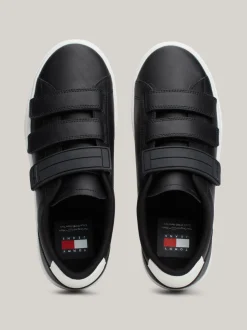 Sneakersy*Tommy Hilfiger Skórzane Buty Sportowe Z Zapięciem Na Rzepy BLACK