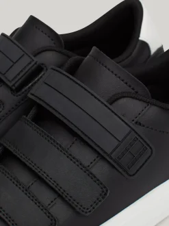 Sneakersy*Tommy Hilfiger Skórzane Buty Sportowe Z Zapięciem Na Rzepy BLACK