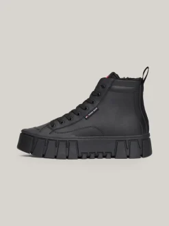 Sneakersy*Tommy Hilfiger Skórzane Buty Sportowe Za Kostkę BLACK