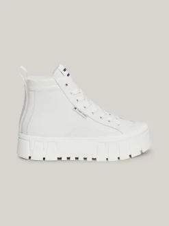 Sneakersy*Tommy Hilfiger Skórzane Buty Sportowe Za Kostkę ECRU