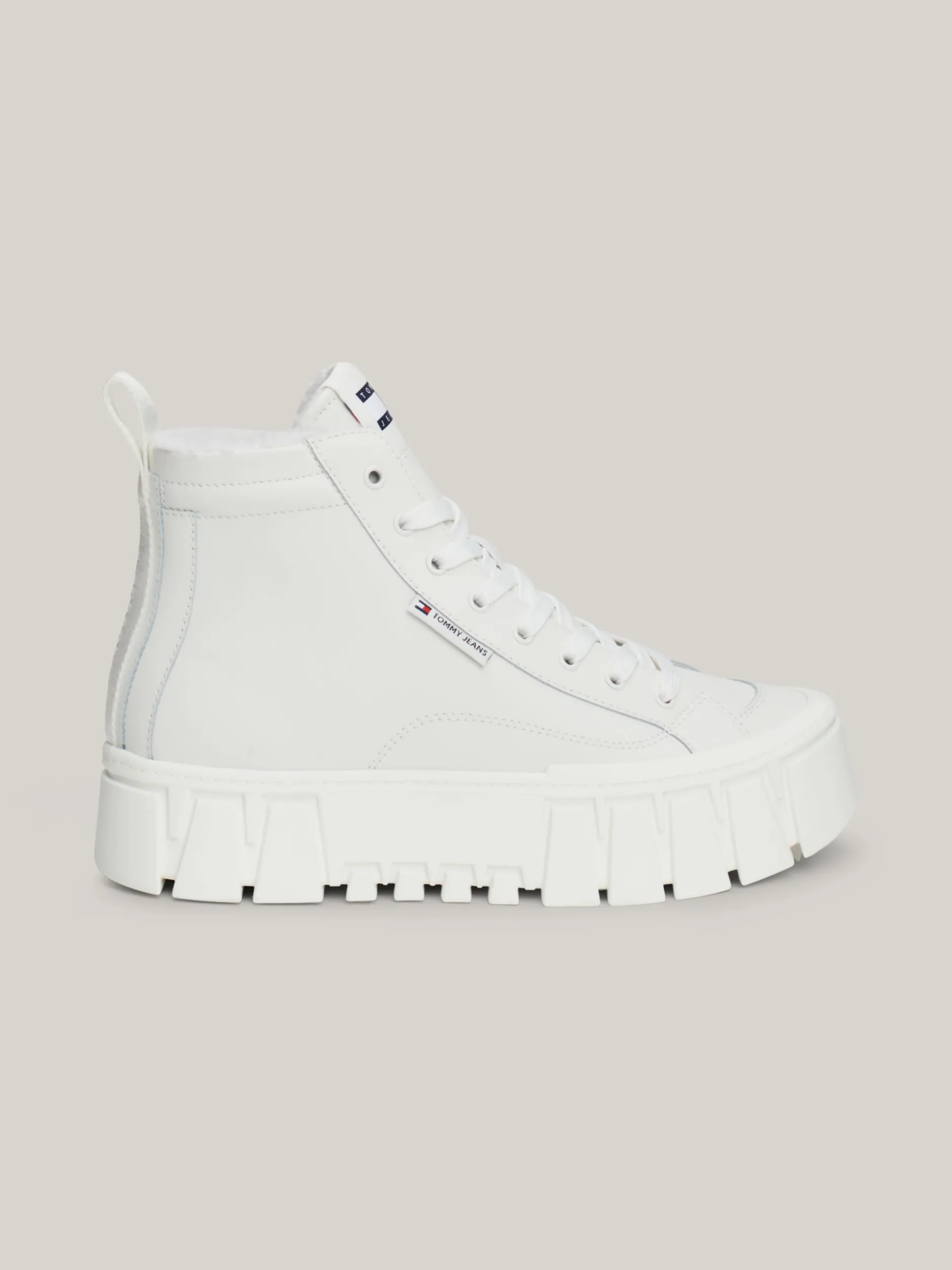 Sneakersy*Tommy Hilfiger Skórzane Buty Sportowe Za Kostkę ECRU