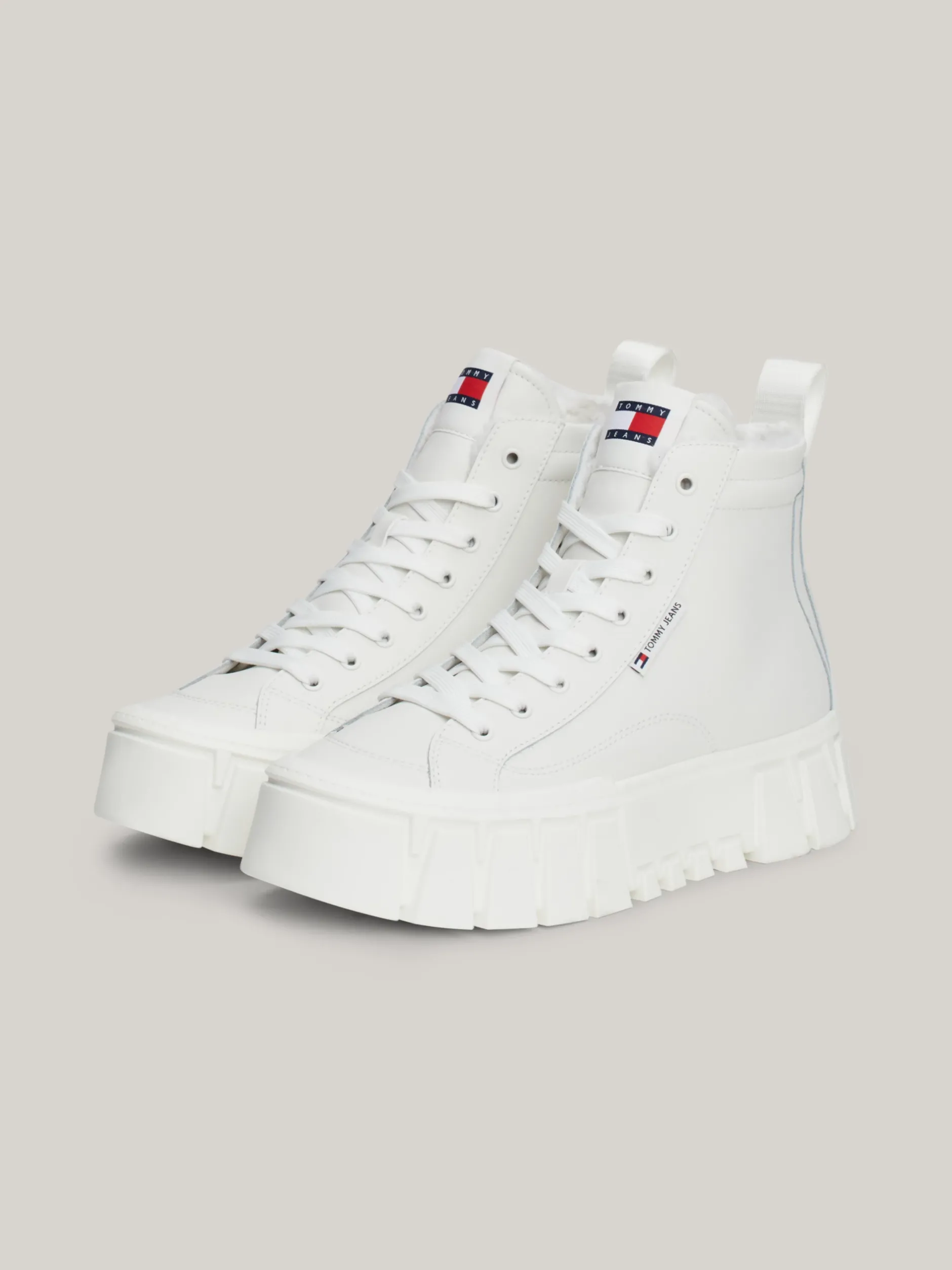 Sneakersy*Tommy Hilfiger Skórzane Buty Sportowe Za Kostkę ECRU