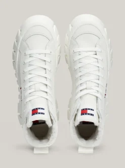 Sneakersy*Tommy Hilfiger Skórzane Buty Sportowe Za Kostkę ECRU