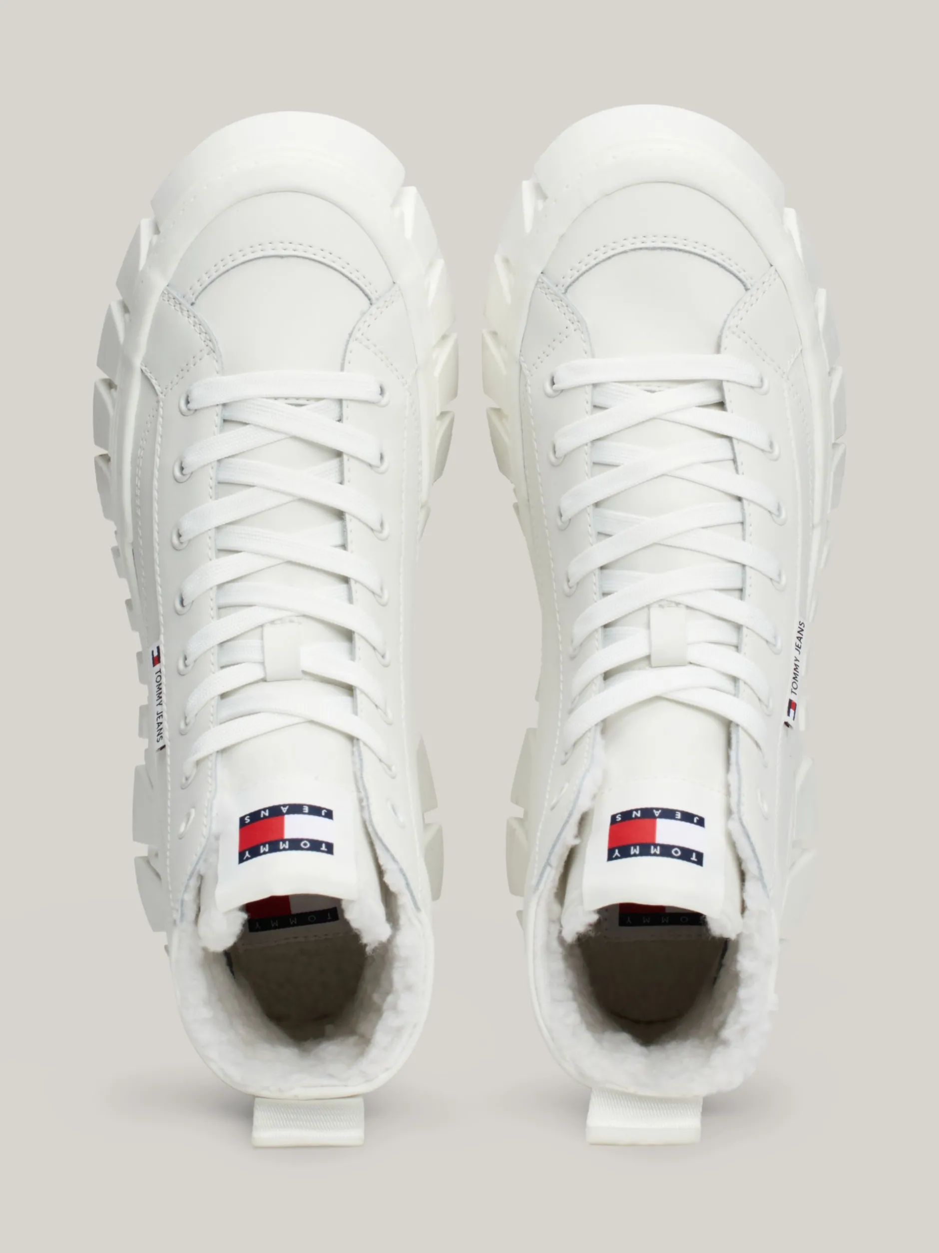 Sneakersy*Tommy Hilfiger Skórzane Buty Sportowe Za Kostkę ECRU