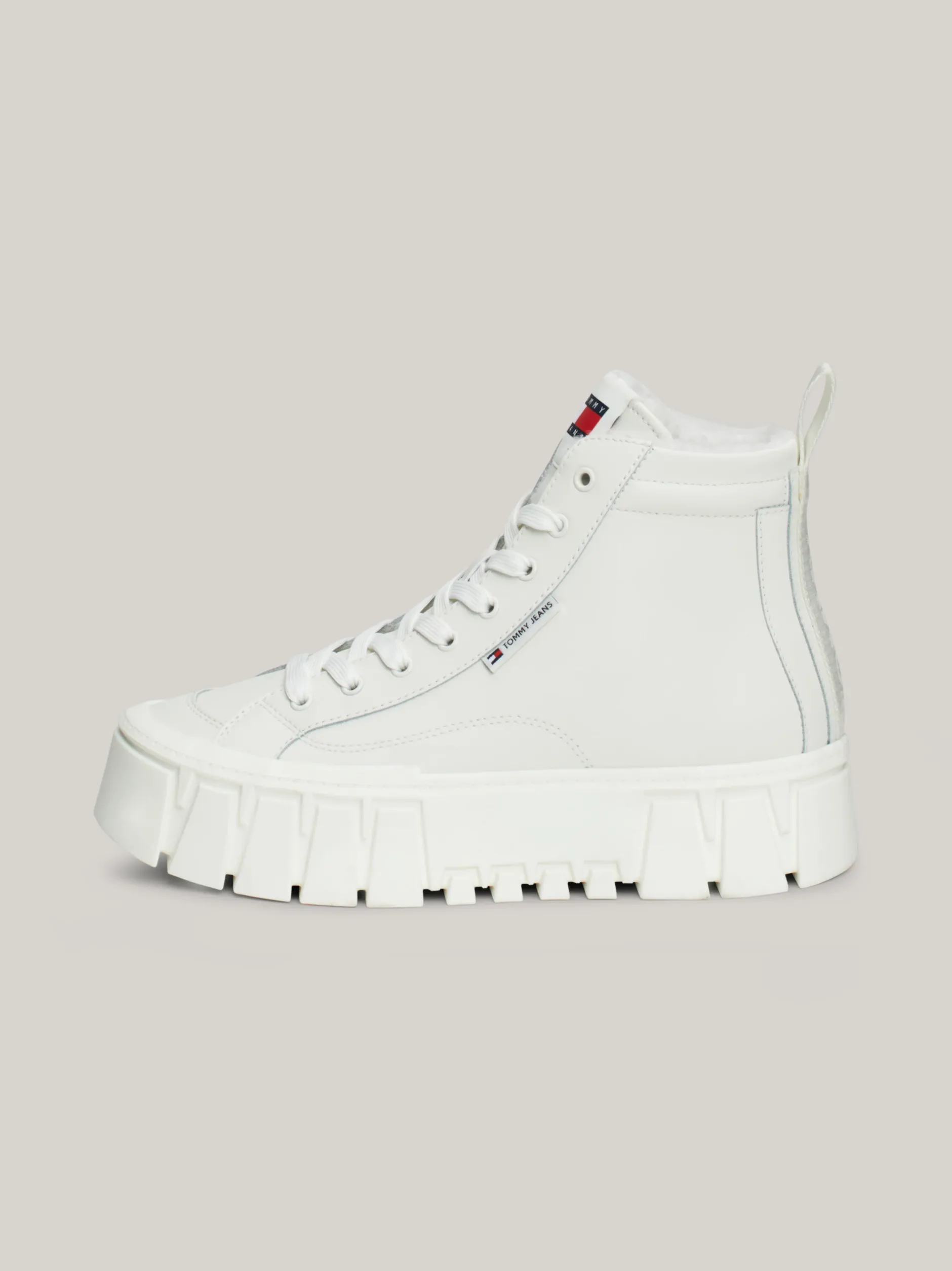 Sneakersy*Tommy Hilfiger Skórzane Buty Sportowe Za Kostkę ECRU