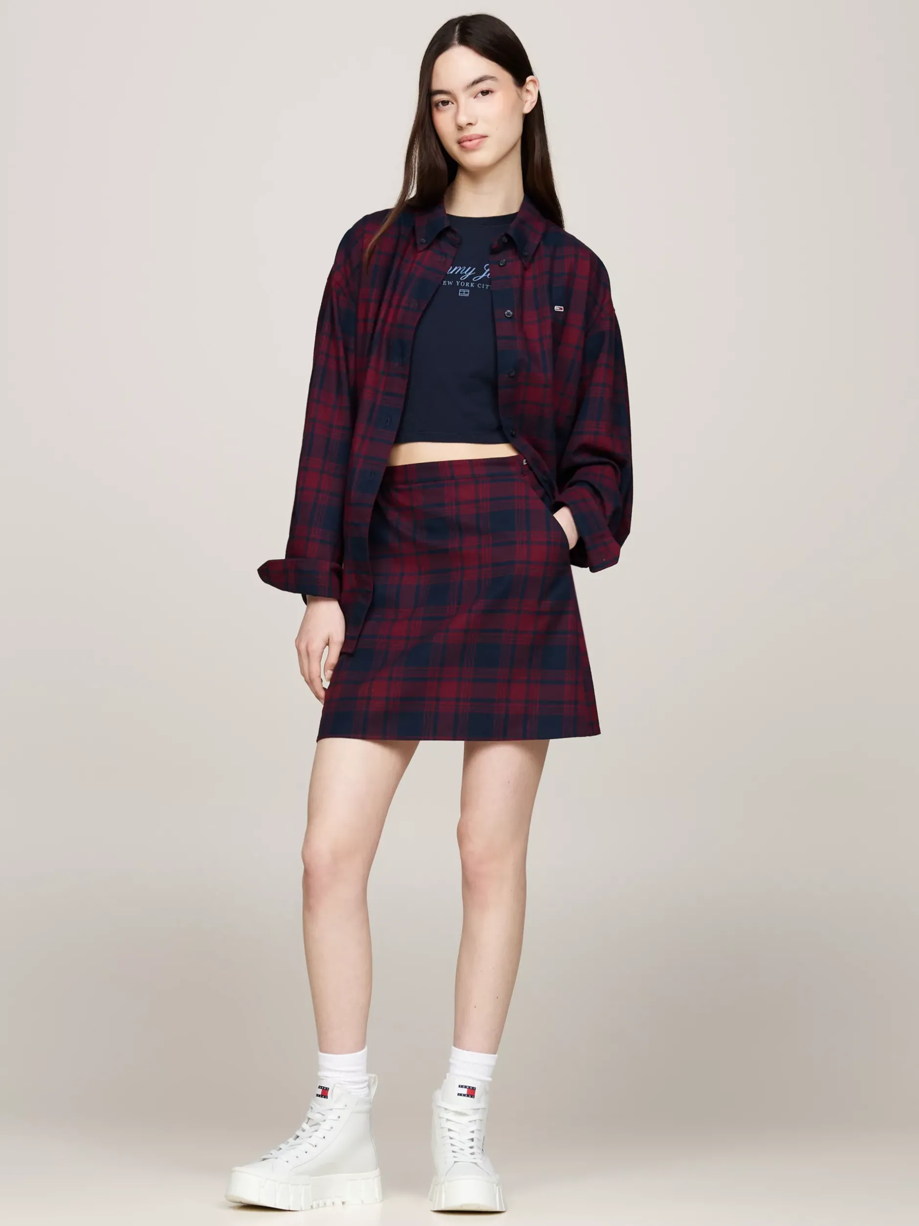 Sneakersy*Tommy Hilfiger Skórzane Buty Sportowe Za Kostkę ECRU