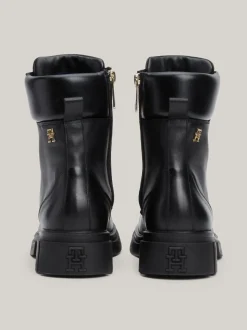 Sznurowane Botki|Botki*Tommy Hilfiger Skórzane Buty Typu Biker BLACK