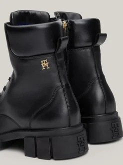 Sznurowane Botki|Botki*Tommy Hilfiger Skórzane Buty Typu Biker BLACK