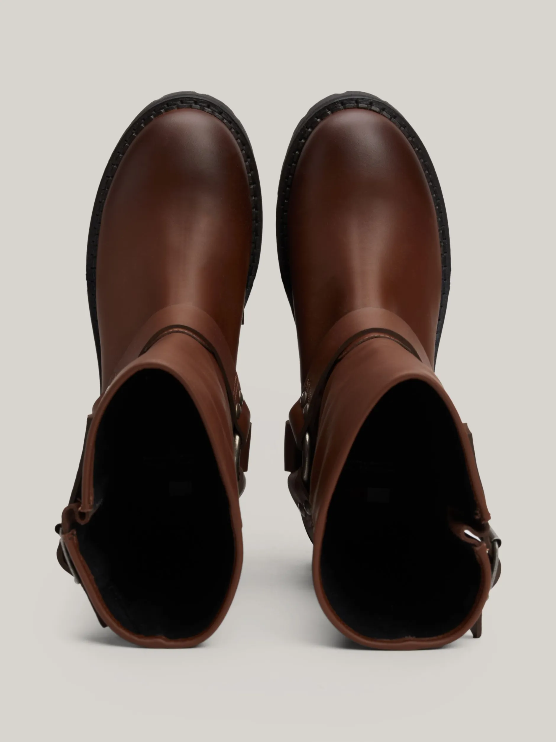Botki*Tommy Hilfiger Skórzane Buty Typu Biker Z Protektorem CAROB CHOCOLATE