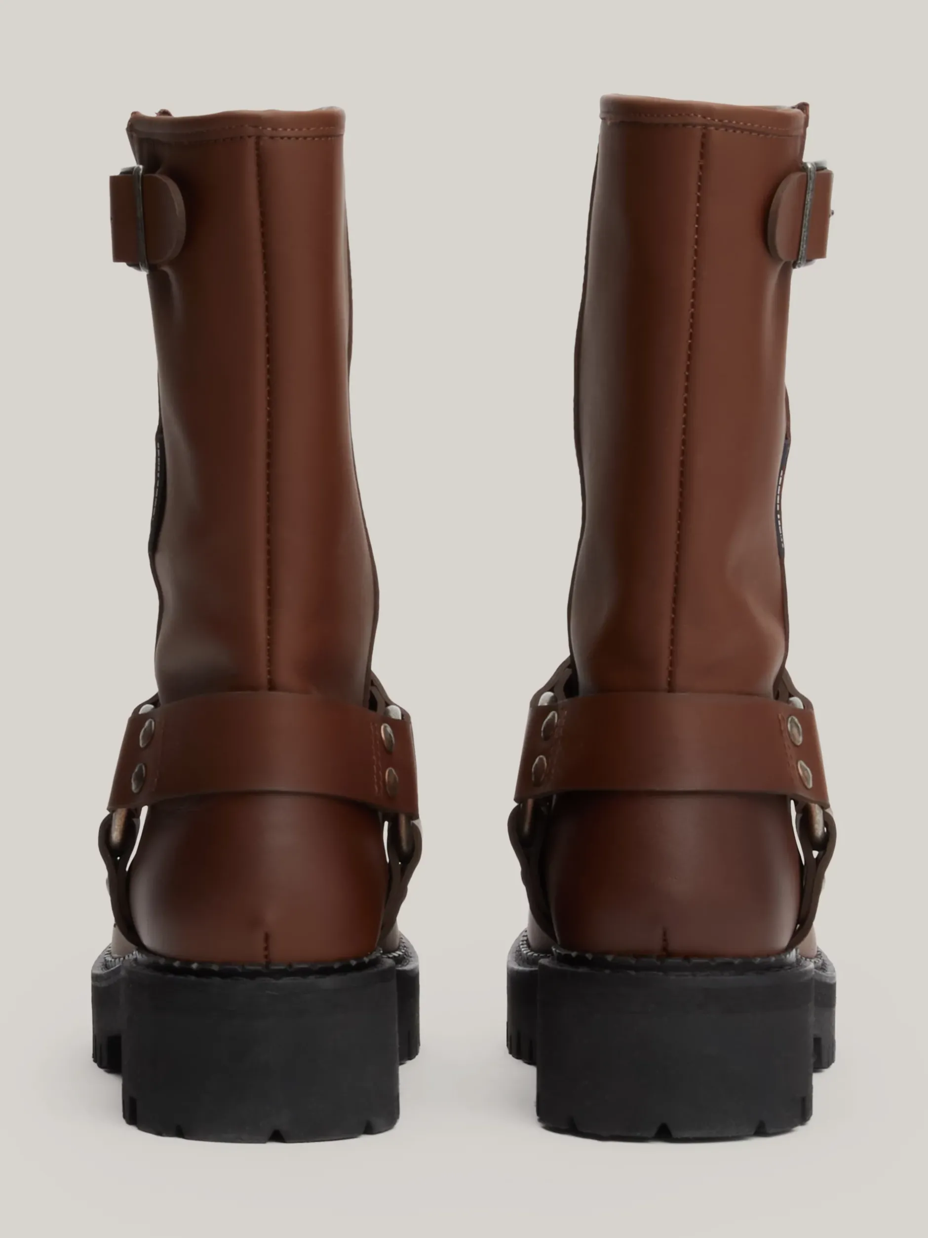 Botki*Tommy Hilfiger Skórzane Buty Typu Biker Z Protektorem CAROB CHOCOLATE