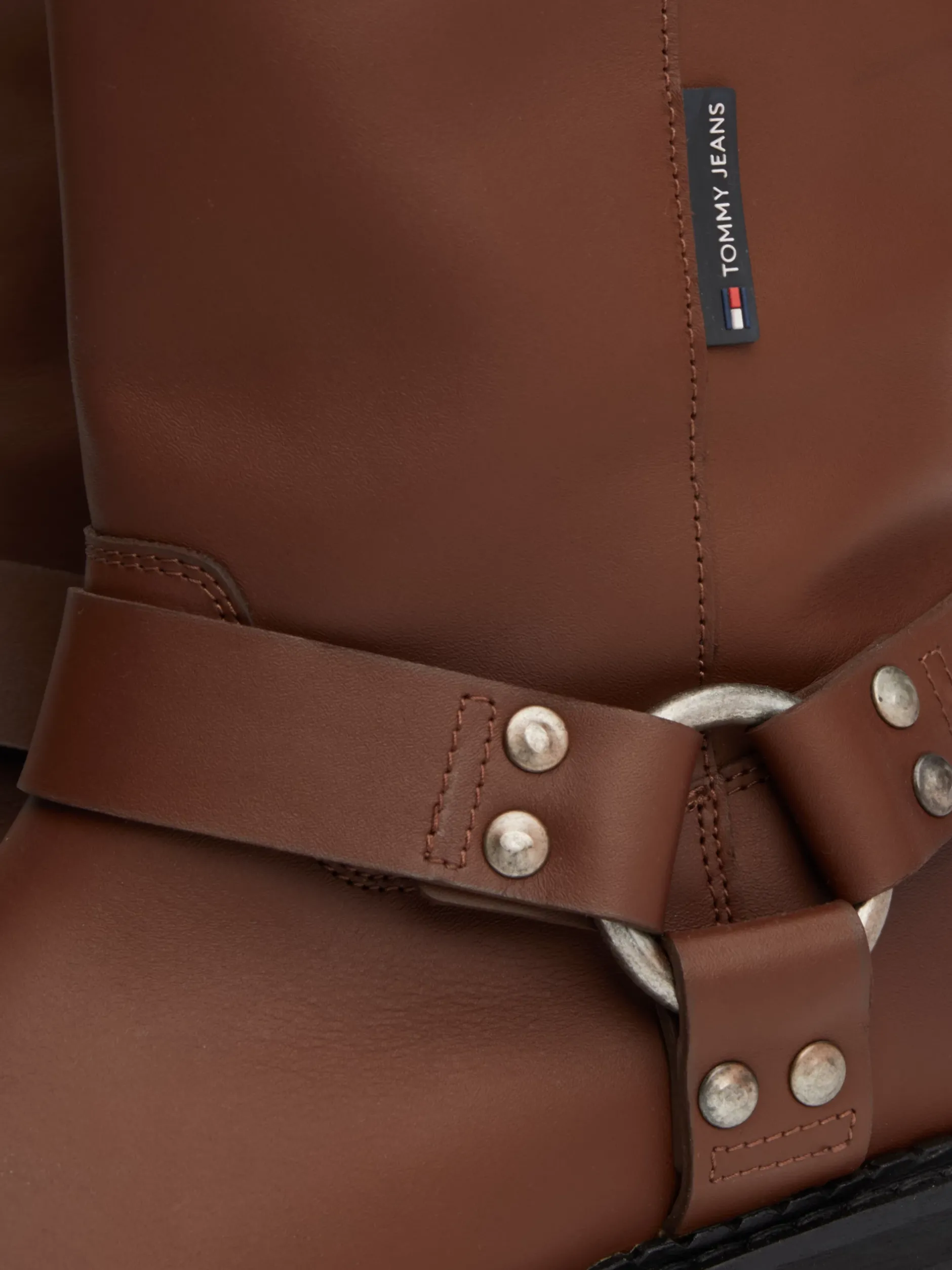 Botki*Tommy Hilfiger Skórzane Buty Typu Biker Z Protektorem CAROB CHOCOLATE
