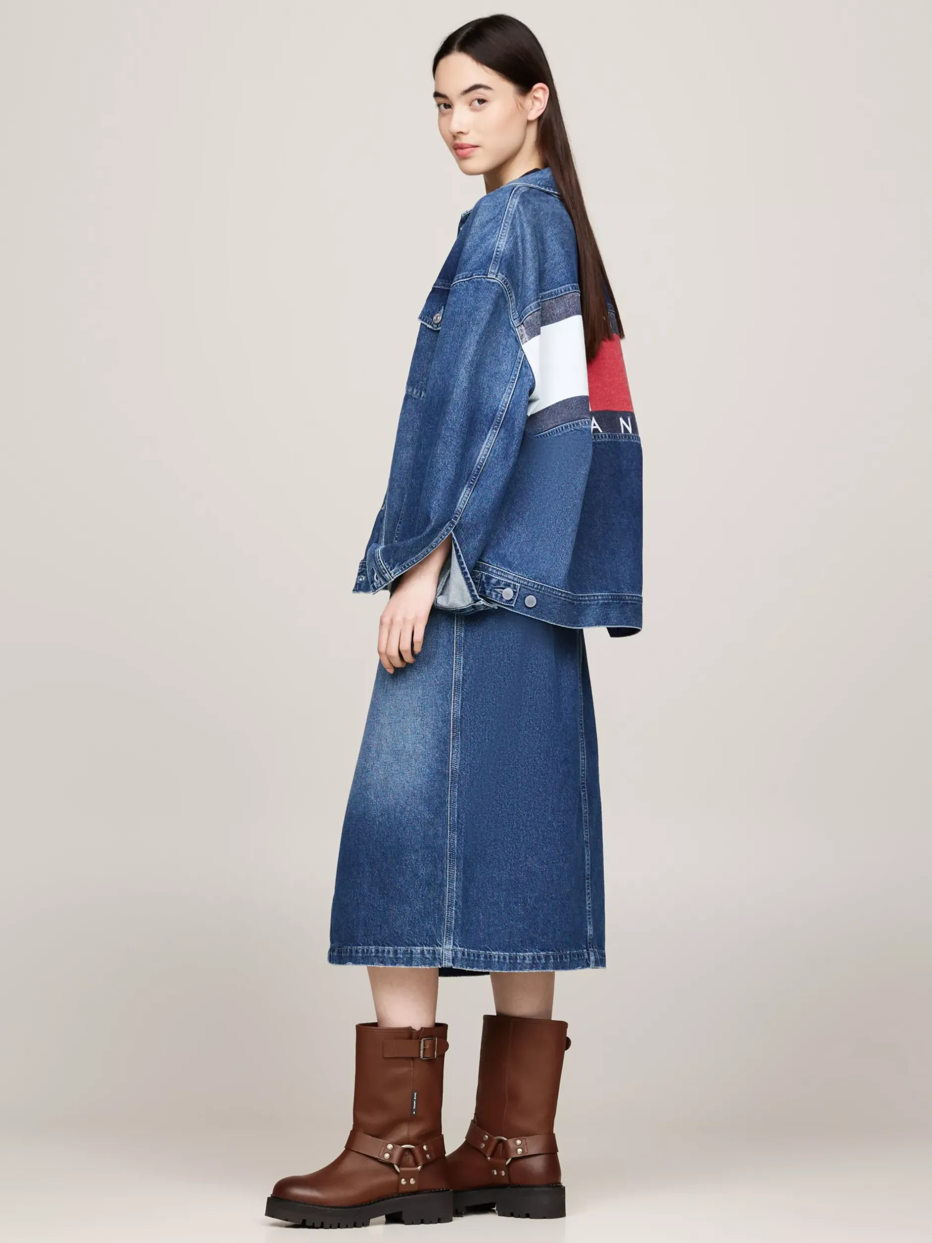 Botki*Tommy Hilfiger Skórzane Buty Typu Biker Z Protektorem CAROB CHOCOLATE