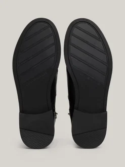 Botki*Tommy Hilfiger Skórzane Buty Z łańcuszkiem BLACK