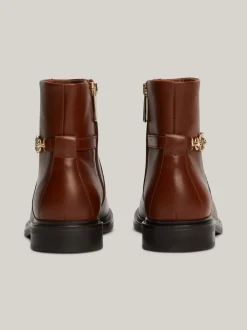 Botki*Tommy Hilfiger Skórzane Buty Z łańcuszkiem COGNAC BROWN