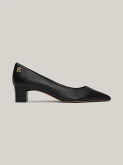 Czółenka*Tommy Hilfiger Skórzane Buty Z Noskiem W Szpic BLACK