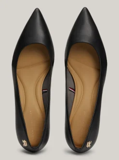 Czółenka*Tommy Hilfiger Skórzane Buty Z Noskiem W Szpic BLACK