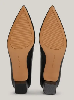 Czółenka*Tommy Hilfiger Skórzane Buty Z Noskiem W Szpic BLACK