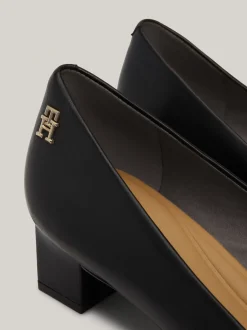 Czółenka*Tommy Hilfiger Skórzane Buty Z Noskiem W Szpic BLACK