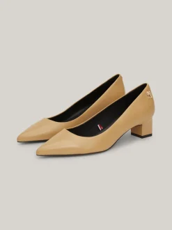Czółenka*Tommy Hilfiger Skórzane Buty Z Noskiem W Szpic CLASSIC KHAKI