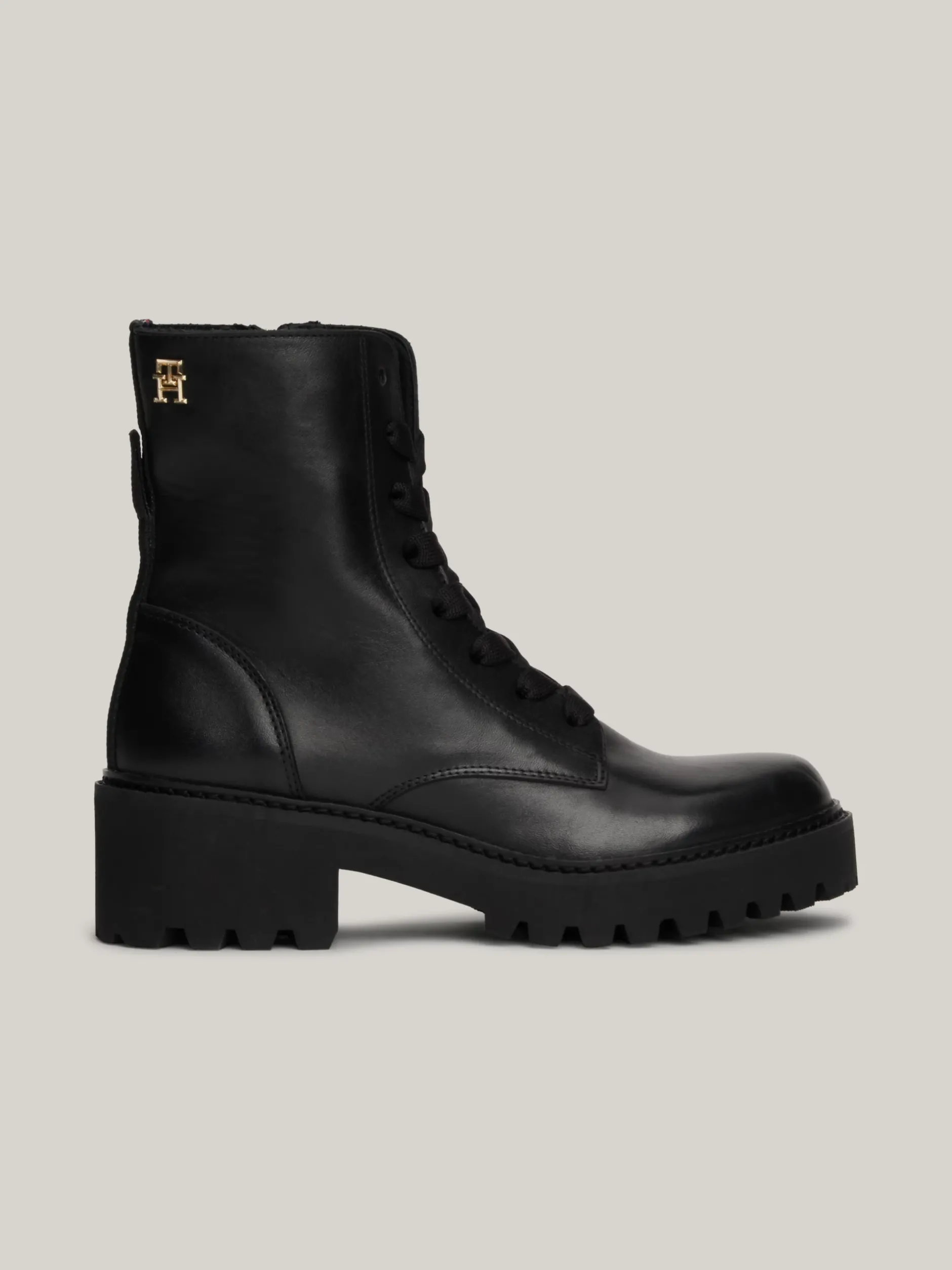 Sznurowane Botki|Botki*Tommy Hilfiger Skórzane Buty Z Podeszwą Z Protektorem BLACK