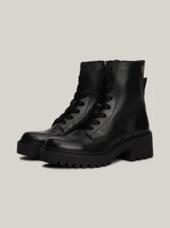 Sznurowane Botki|Botki*Tommy Hilfiger Skórzane Buty Z Podeszwą Z Protektorem BLACK