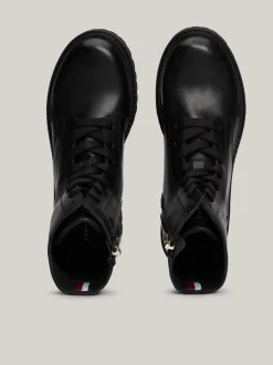 Sznurowane Botki|Botki*Tommy Hilfiger Skórzane Buty Z Podeszwą Z Protektorem BLACK