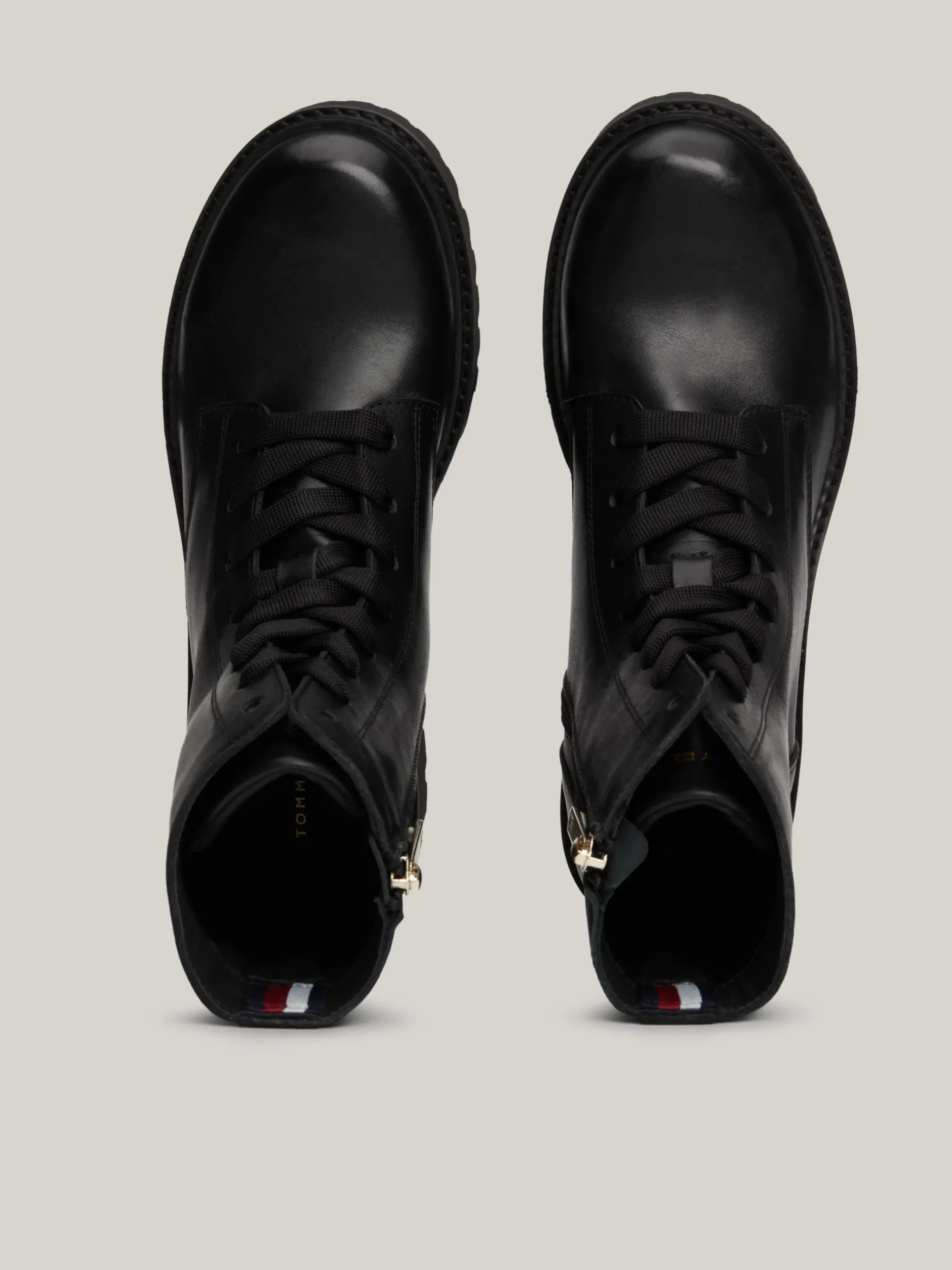 Sznurowane Botki|Botki*Tommy Hilfiger Skórzane Buty Z Podeszwą Z Protektorem BLACK