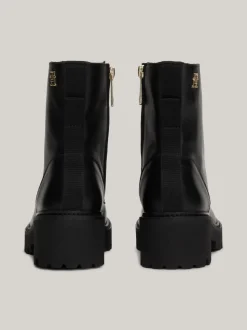 Sznurowane Botki|Botki*Tommy Hilfiger Skórzane Buty Z Podeszwą Z Protektorem BLACK