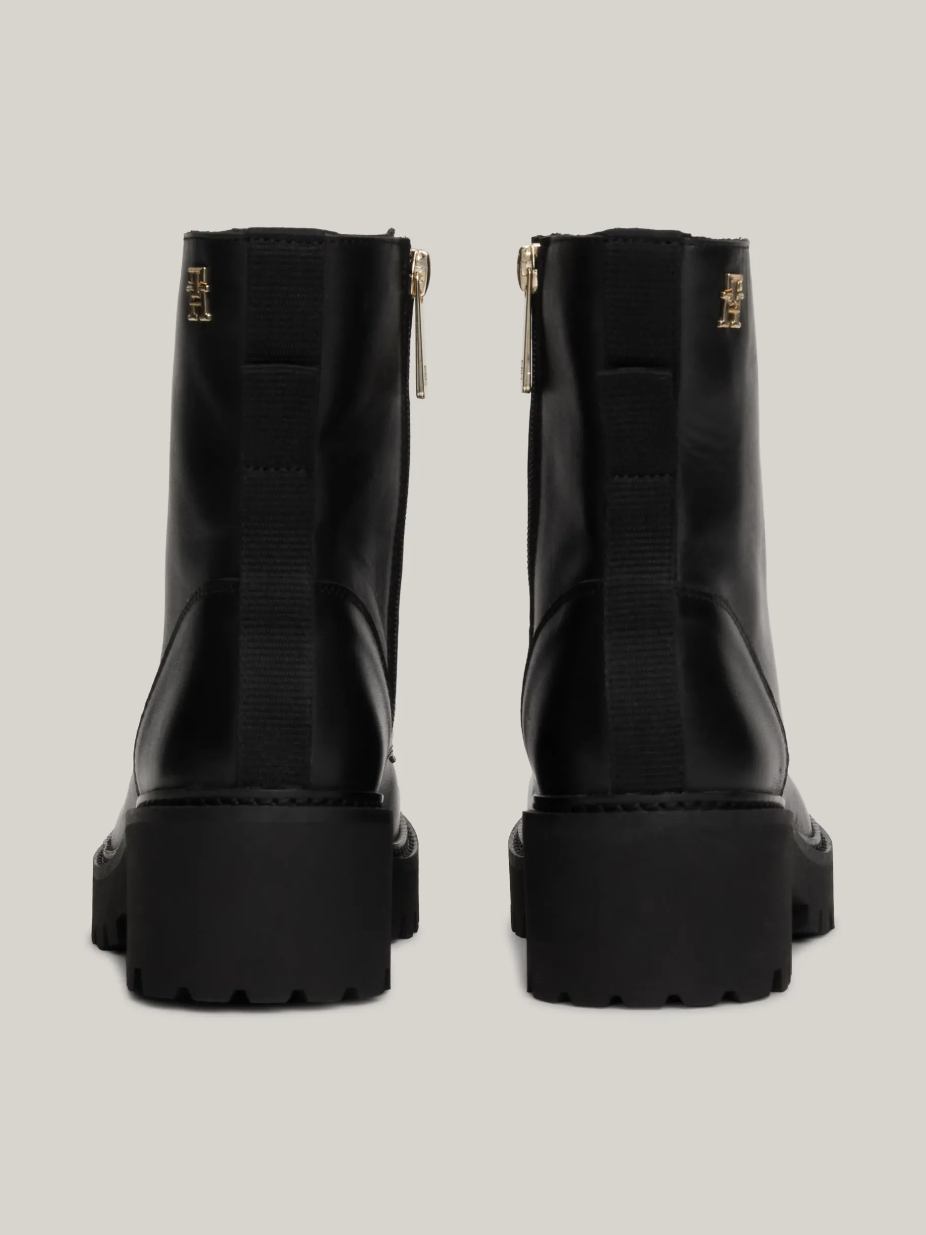 Sznurowane Botki|Botki*Tommy Hilfiger Skórzane Buty Z Podeszwą Z Protektorem BLACK