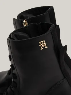Sznurowane Botki|Botki*Tommy Hilfiger Skórzane Buty Z Podeszwą Z Protektorem BLACK