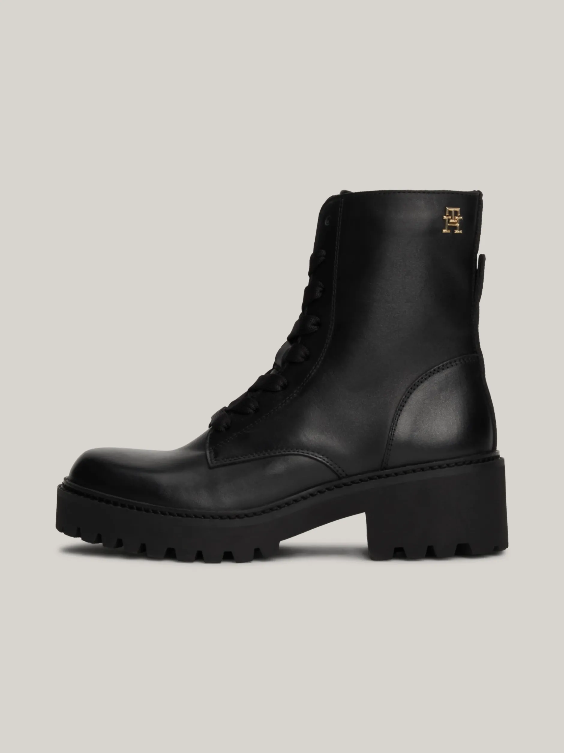 Sznurowane Botki|Botki*Tommy Hilfiger Skórzane Buty Z Podeszwą Z Protektorem BLACK