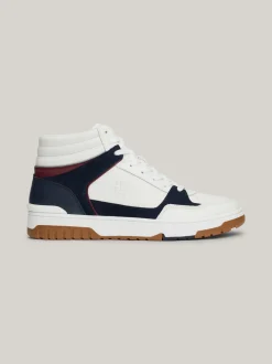 Sneakersy*Tommy Hilfiger Skórzane Koszykarskie Buty Sportowe Za Kostkę ECRU