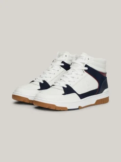 Sneakersy*Tommy Hilfiger Skórzane Koszykarskie Buty Sportowe Za Kostkę ECRU