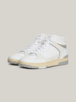 White Trainers|Sneakersy*Tommy Hilfiger Skórzane Koszykarskie Buty Sportowe Za Kostkę WHITE