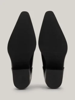 Botki*Tommy Hilfiger Skórzane Kowbojki Z Monogramem TH BLACK