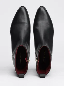 Botki*Tommy Hilfiger Skórzane Kowbojki Z Monogramem BLACK