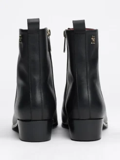 Botki*Tommy Hilfiger Skórzane Kowbojki Z Monogramem BLACK