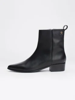 Botki*Tommy Hilfiger Skórzane Kowbojki Z Monogramem BLACK