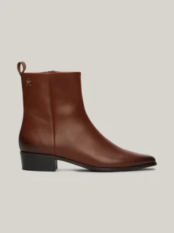 Botki*Tommy Hilfiger Skórzane Kowbojki Z Monogramem COGNAC BROWN