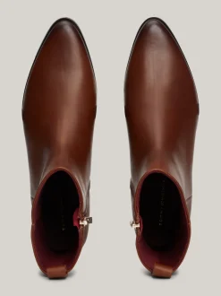 Botki*Tommy Hilfiger Skórzane Kowbojki Z Monogramem COGNAC BROWN
