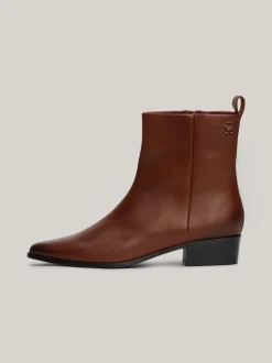 Botki*Tommy Hilfiger Skórzane Kowbojki Z Monogramem COGNAC BROWN