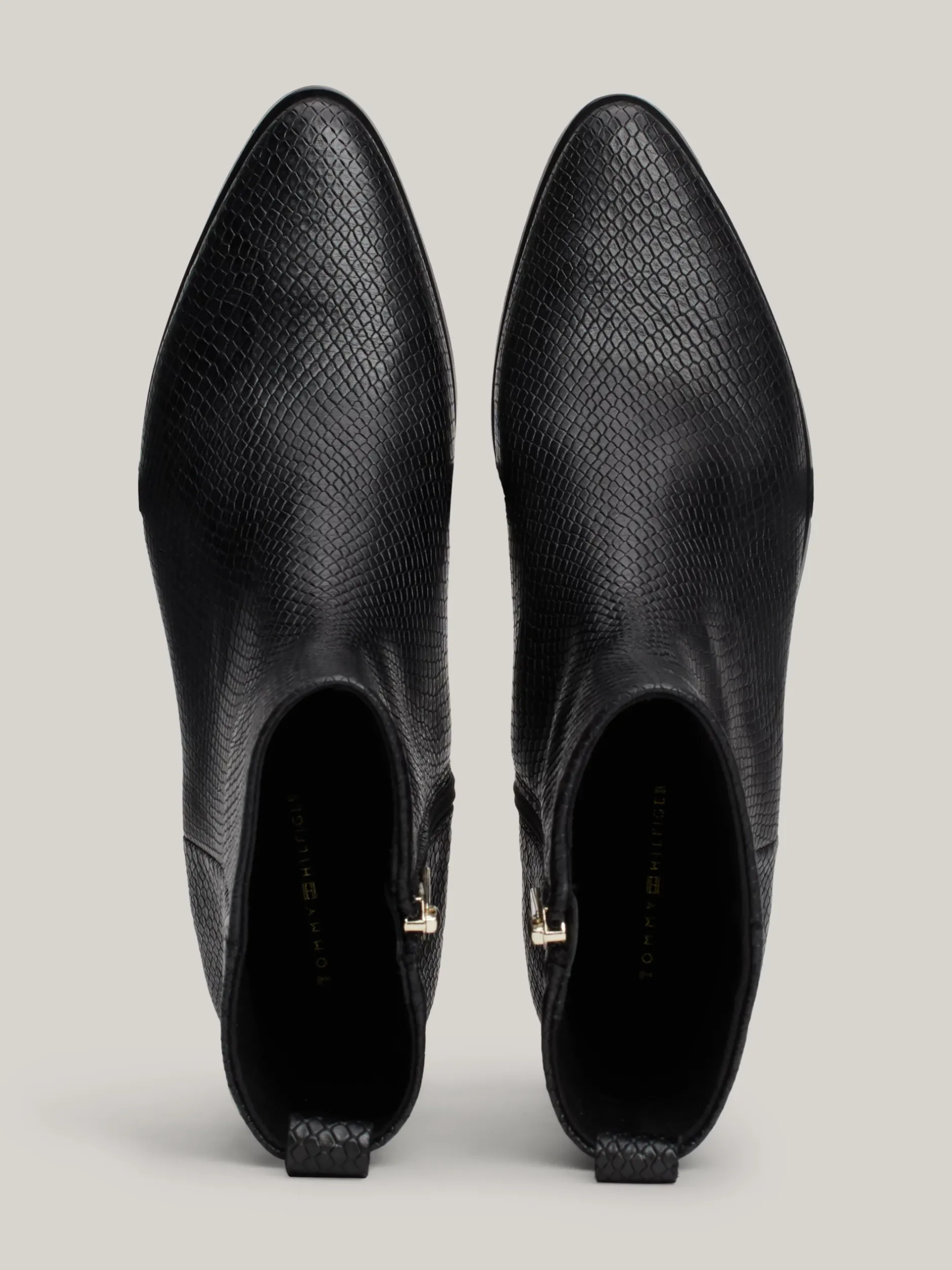 Botki*Tommy Hilfiger Skórzane Kowbojki Z Wężowym Wzorem BLACK PYTHON